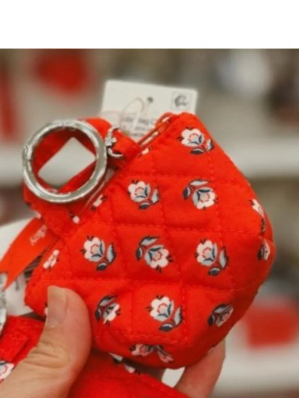 Vera Bradley Hibiscus Bluebell Ditsy Essential Mini Tote Bag Charm - Red